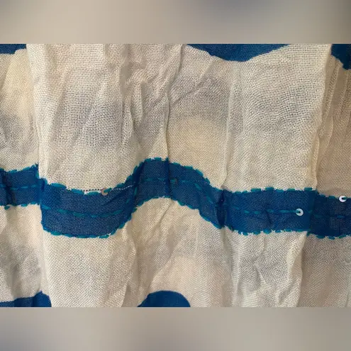 Renee’s NYC Accessories Y2K Viscose Blue and White Striped Scarf with Tassels