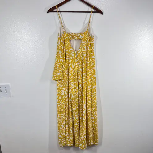Maeve Anthropologie Jumpsuit Size 2 Yellow White Ruffle Sleeveless Casual