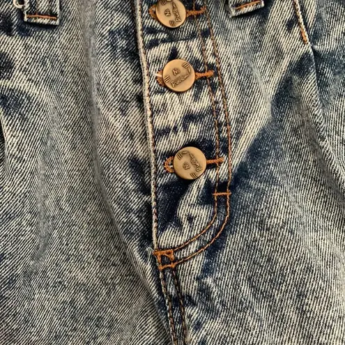 Vintage 80s no problem womens 26 small 11/12 fold over paper bag jeans acid wash Blue