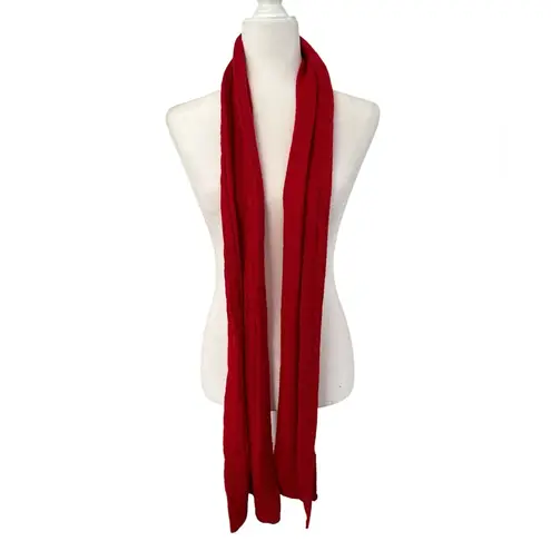 Talbots  COTTON BLEND RED RIBBED KNIT SCARF