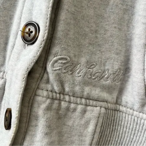 Carhartt  Women’s Small Gray Plaid Button Down Flannel Lined Jacket With Hood - Image 4