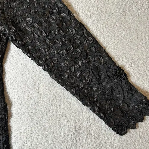 S.M Collection Top Womens S Black Lace Beaded Dressy Embellished Holiday Party