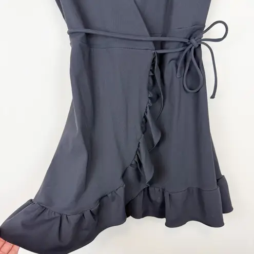 Donna Mizani NWT Revolve Helena Wrap Dress Black Ruffle Mini Size Small