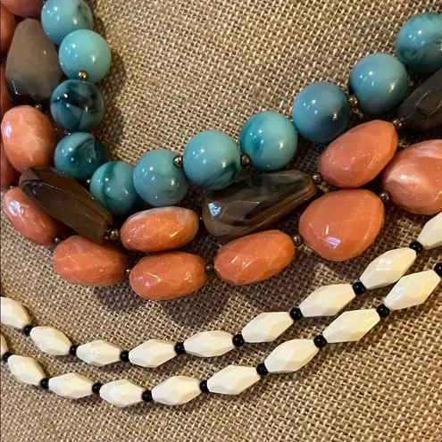 Multicolor 5 Strand Beaded Luau Necklace Blue