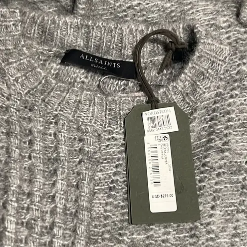 All Saints Selena Asymmetric Sweater, Alpaca Wool, Grey Melange Size S New w/Tag