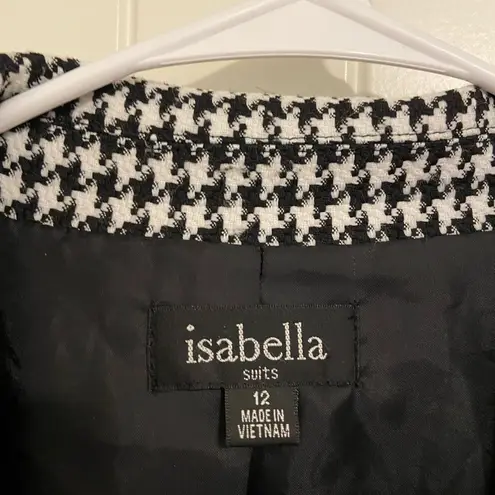 EUC Isabella suits women’s black white gingham plaid button front jacket coat 12
