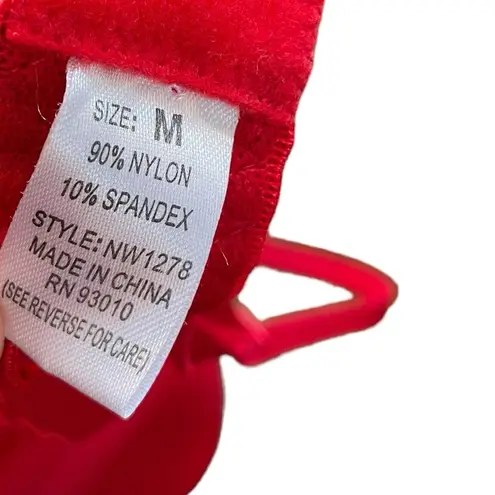 Be Wicked Red Sheer Romantic Floral Lace Padded Underwire Ruffle Bow Slip Dress Size M