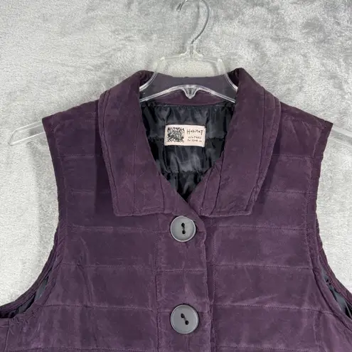 Habitat Quilted Vest Sleeveless Button Front Padded Purple Womens Size Large