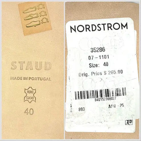 Staud Maya Ruched Slide Sandals Black EU 40 NEW Leather Double Strap Logo Size 9.5