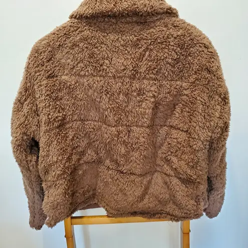 Deja Vu  mocha brown Teddy coat small collared zip