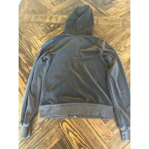 Juicy Couture  Terry Cloth Tracksuit Jacket Women M Top Gray Y2K Grunge Hooded