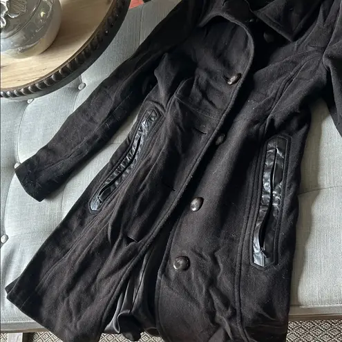 Mackage Vintage Chocolate Brown Wool PEA Coat Size Medium