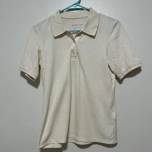 Everlane Ecru Organic Cotton Pique Polo Shirt Size Small