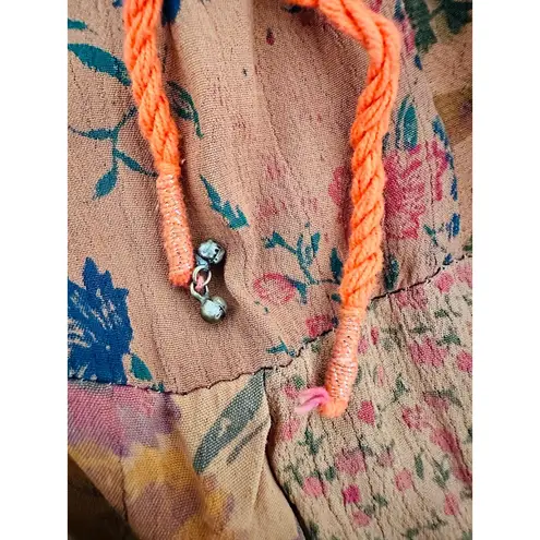 VTG Just Cruising Maxi Peasant Skirt Free Size Patchwork Floral Boho Gypsy Hip Brown Size L