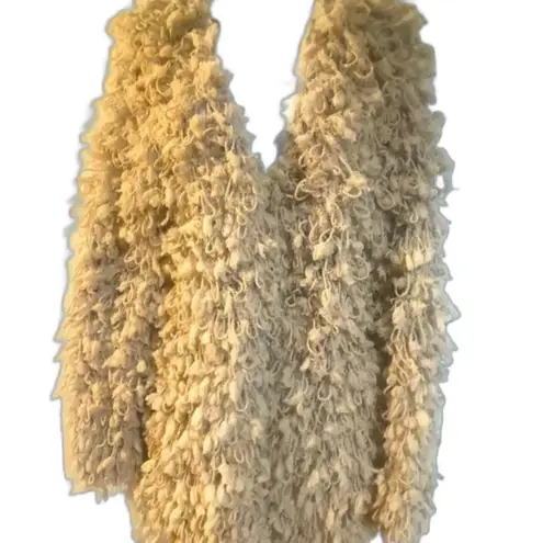 Aaron & Amber Fuzzy Loop Knit Boho Cardigan Sweater in Beige size Medium NWOT Tan
