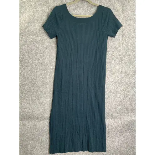 MM.LaFleur M.M.LaFleur Lydia Ribbed Knit Short Sleeve Midi Dress Teal Blue Size L Office - Image 2