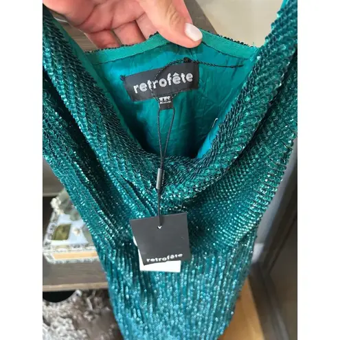 Retrofete Katya Sequin Evening Gown Maxi Dress Green Womens Size XXS