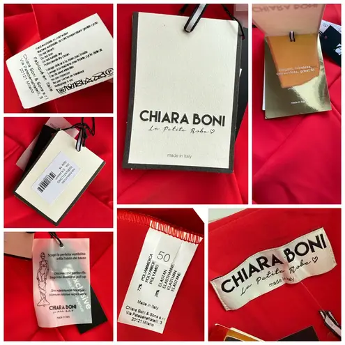 Chiara Boni La Petite Robe Pavarti Off Shoulder Gown Passion Red Size 14 NWT