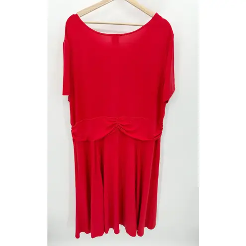 Blair Dress Women 2XL Red Knee Length Modest Slinky Casual Ruched