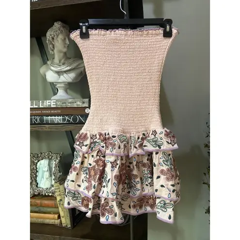 BTB Los Angeles Jessa Embroidered Strapless Mini Dress Pink Womens Size XS