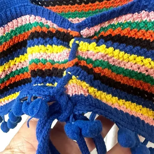 Blue rainbow crochet crop top