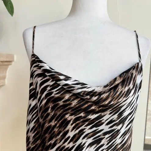 L'Agence  Kay Leopard Animal Print Silk Satin Drape Neck Womens Size S Camisole