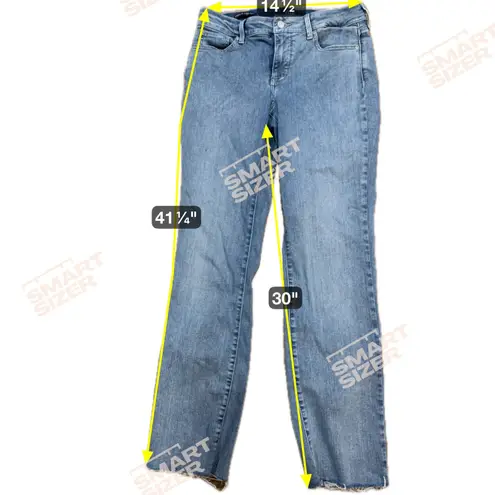 NYDJ Marilyn Straight Leg Jeans Lift Tuck Raw Hem Denim Blue Size 6