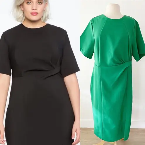 Eloquii Green Twist Front Sheath Dress | 18