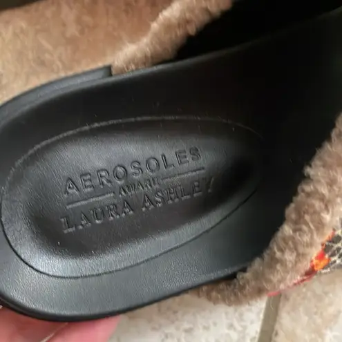 Aerosoles AWARE X Laura Ashley Olivia Faux Fur Slide Sandal Wave