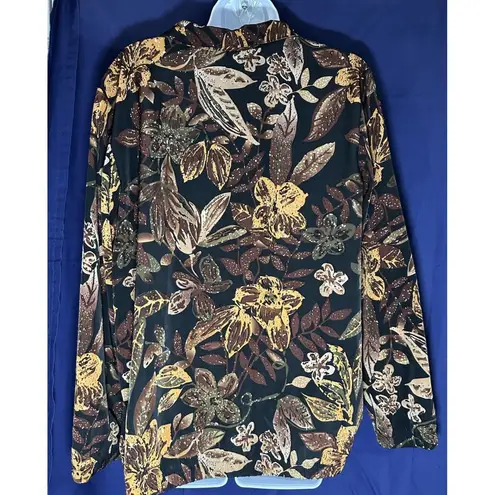 Blair Vintage 90's Earth Tone Abstract Leaf Print Windbreaker Jacket Size L