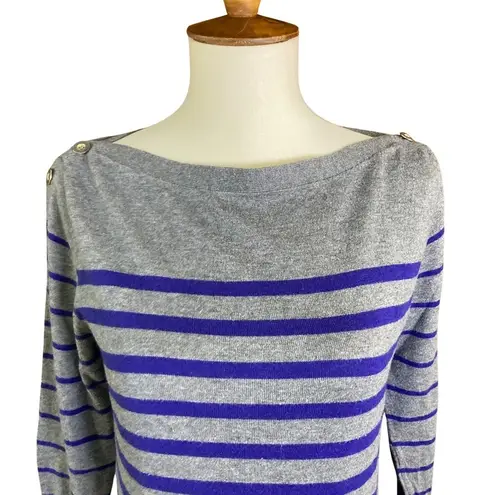 Banana Republic  Factory Women's Sweater Sz S Grey Purple 3/4 Sleeves Boatneck