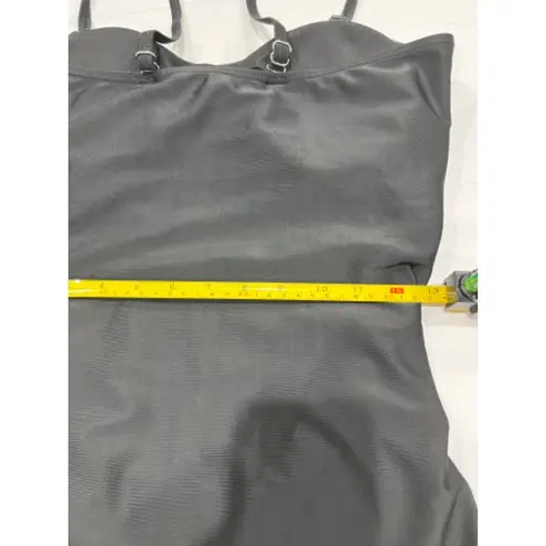 Black One Piece Swimsuit Ruched Tummy Control Spaghetti Strap XL Black