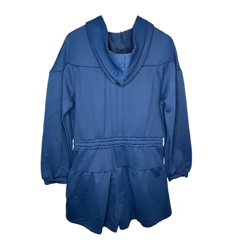 Cicy Bell Work Well Navy Blue Zipper Hooded Romper Shorts Jumpsuit Size XL NWT