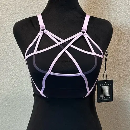 Savage X Fenty Black and Pink Geometric Bra Size XS