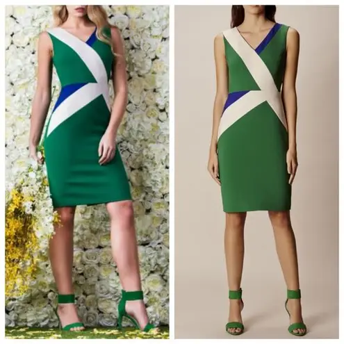 Karen Millen Color Block Sheath Dress New with FLAWS Stains
