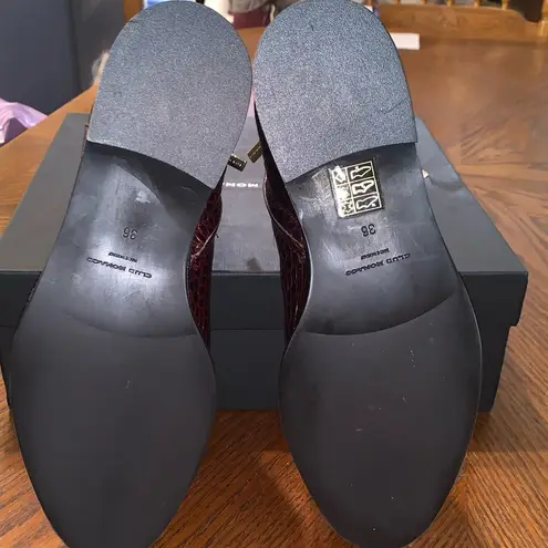 Club Monaco Trycia Dark Burgundy Crocodile Leather Ankle Boots 36 Made In Italy