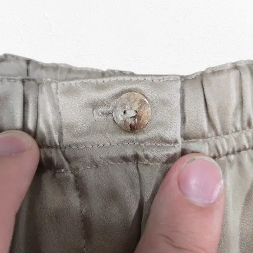 1990s Vintage Tere Tereba 100% Silk Blouse Pants Set Lounge Evening Size Medium Tan