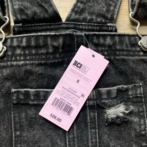 Wild Fable NWT  Black Denim Pinafore Mini Dress S