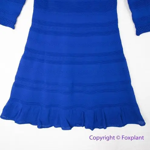 Eliza J New! Textured Fit & Flare Dress sweater knit in Cobalt blue, size L