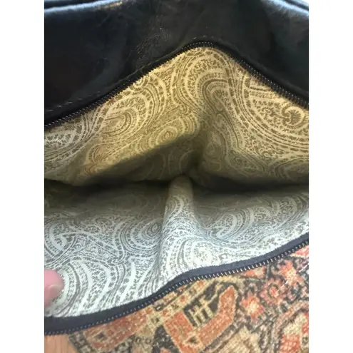 Hobo Black Leather Clutch Wallet Kiss Lock ID Window Card Slots boho whimsigoth