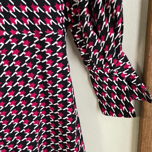 Equipment Magnolia Houndstooth Keyhole Neck A-line Midi Dress Amaranth Multi