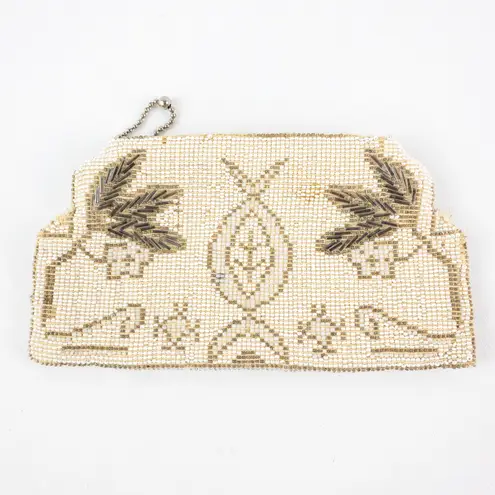 Vintage Handmade White Czechoslovakian Art Deco Beaded Clutch Women One Size