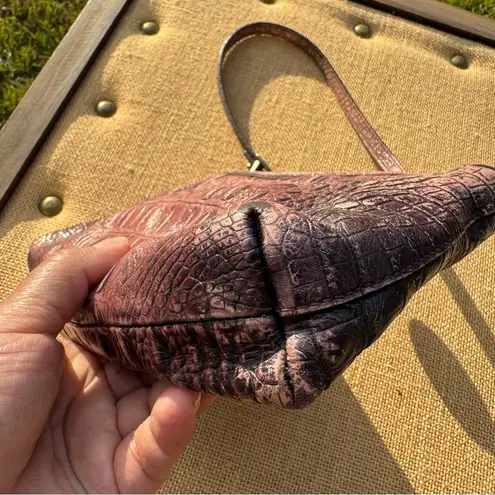 Brahmin Lorelei Dusty Pink Melborne crocodile embossed leather shoulder bag