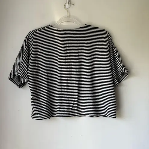 Madewell  Black & White Striped Double-Faced Jersey Henley Tee Top M