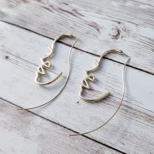 Statement Face Earrings for Pierced Ears Gold