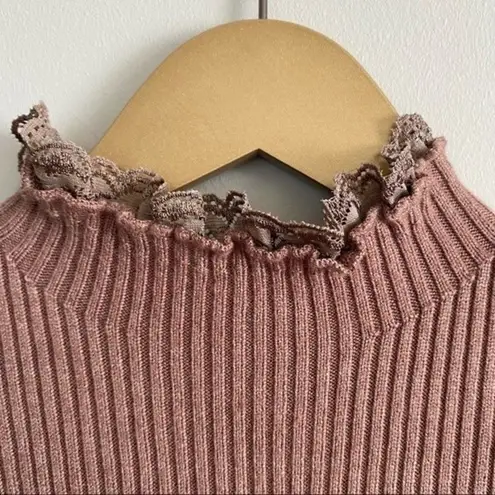 English Factory NWT Turtleneck Knit Lace Top
