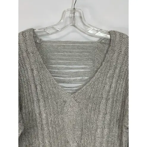 Together Apparel Womens Sweater Knitted V Neck Gray S/M Gray