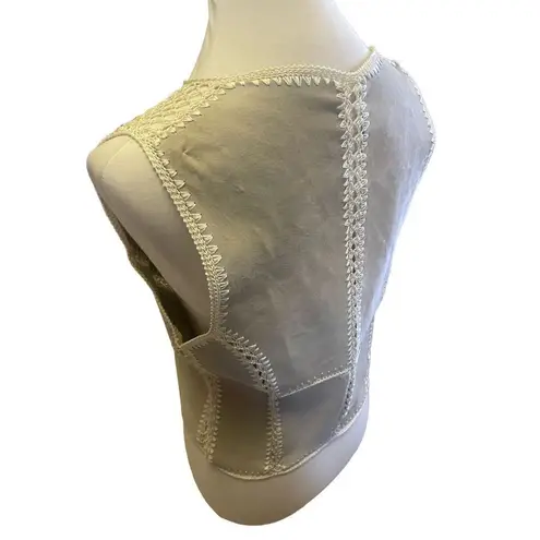 Handmade Suede Crochet Lace Beige/Cream RARE Boho Chic Vest Size Small