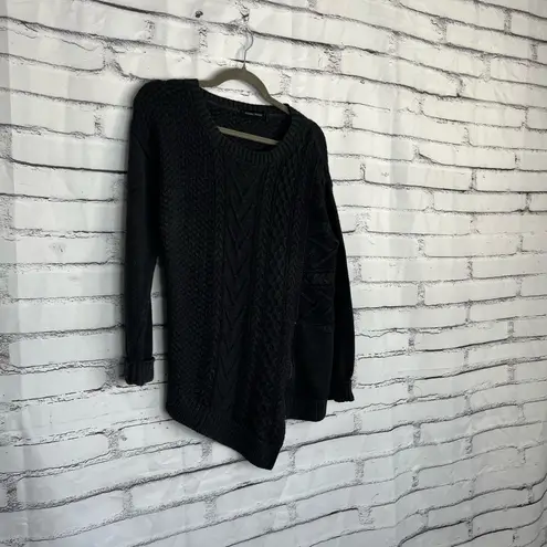 Ivanka Trump Asymmetrical Cable Knit Sweater Women’s L Gray Zip Hem Pullover Y2K