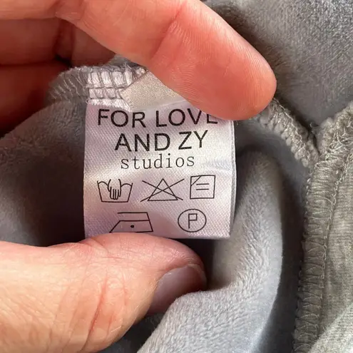 For Love And ZY Studios Women's Cropped Grey Hoodie With Velour Lining Size S.